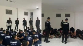 Ditjenpas memindahkan 29 narapidana high risk dari Lapas Jambi ke Lapas Kelas IIA Kumbang Nusakambangan dengan pengawalan ketat. ( Poto : Tribun Jambi.com).