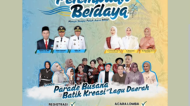 Parade Batik Sungai Penuh 2026 menampilkan kolaborasi UMKM dan desainer lokal di Gedung Nasional untuk dorong ekonomi kreatif dan budaya daerah.( Poto : Prokopim Kota Sungai Penuh ).
