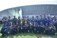 Tim Damkartan Kota Jambi berhasil meraih juara harapan 2 tingkat nasional pada National Firefighter Skill Competition 2026.( Poto : ANTARA ).