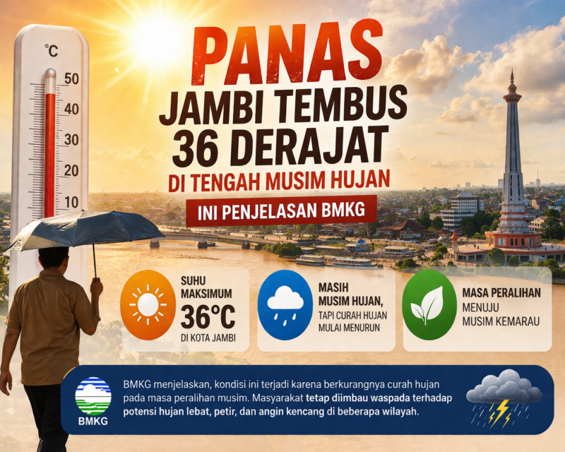 Panas Jambi Capai 36 Derajat di Musim Hujan, BMKG Jelaskan Penyebabnya ( ilustrasi poto : AI )
