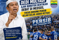 Dedi Mulyadi meminta bobotoh menghentikan perdebatan soal bonus Persib Bandung dan fokus mendukung tim yang berjuang di Liga 1 Indonesia.( Poto : AI ).