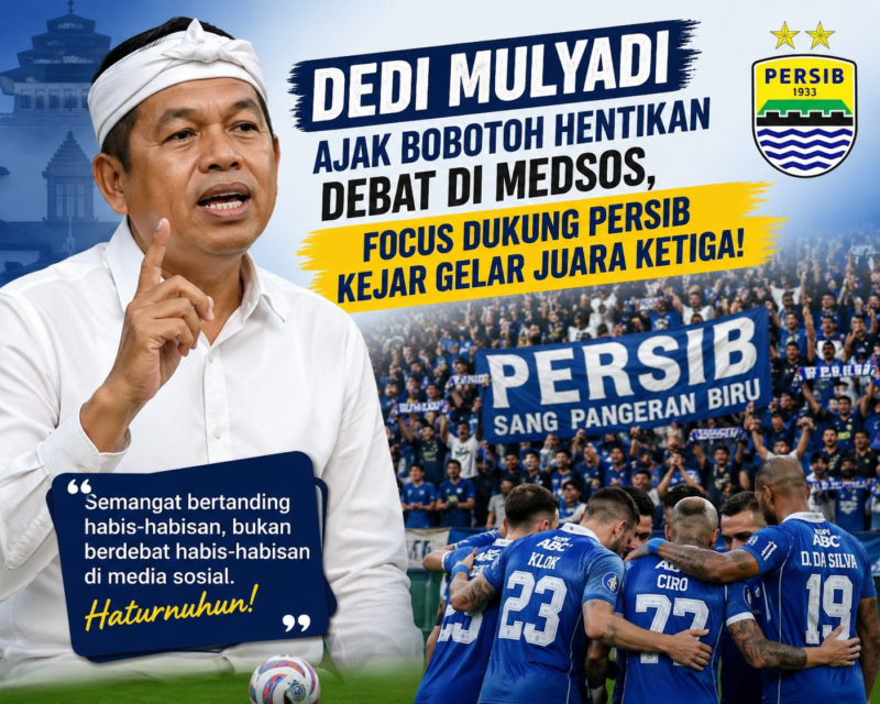 Dedi Mulyadi meminta bobotoh menghentikan perdebatan soal bonus Persib Bandung dan fokus mendukung tim yang berjuang di Liga 1 Indonesia.( Poto : AI ).