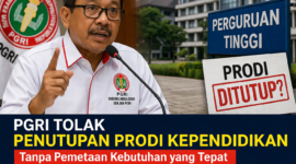 PGRI menolak rencana penutupan prodi kependidikan tanpa pemetaan kebutuhan. Kebijakan ini dinilai berisiko bagi masa depan tenaga guru.( Ilustrasi Poto : AI ).