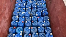 Polresta Jambi mengungkap penimbunan solar subsidi Jambi sebanyak 4.000 liter.( Poto : ANTARA/Humas Polresta Jambi ).