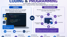 Ketahui perbedaan coding dan programming secara lengkap, mulai dari pengertian, ruang lingkup, hingga contoh penerapannya dalam dunia teknologi dan pengembangan software. ( AI )
