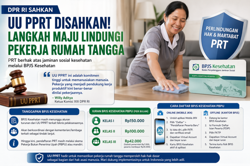 DPR RI resmi mengesahkan Undang-Undang Pelindungan Pekerja Rumah Tangga (UU PPRT) dalam rapat paripurna pada Selasa (21/4/2026).( Poto : AI )