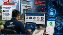 OJK Provinsi Jambi memperketat pengawasan terhadap pemulihan Bank Jambi pasca serangan siber.( ilustarsi poto : AI ).