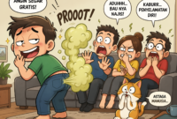 Kentut berlebihan dan perut kembung bisa jadi tanda gangguan pencernaan. Kenali penyebab, gejala, dan kapan harus ke dokter. ( iluatrasi Poto : AI )