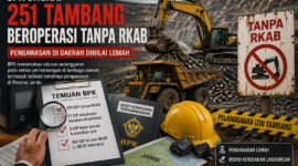 BPK mengungkap 251 IUP tambang beroperasi tanpa RKAB serta berbagai pelanggaran izin di daerah.( Poto : AI )