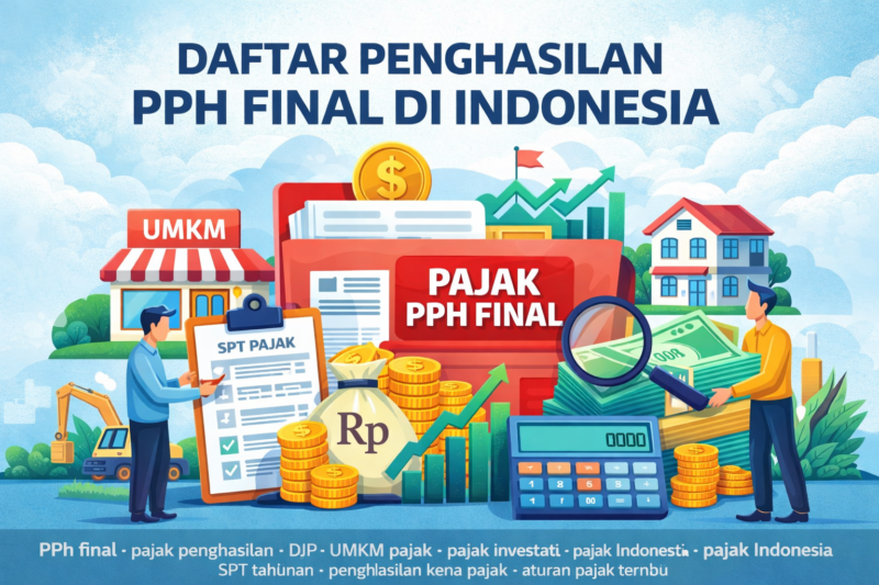 Direktorat Jenderal Pajak menetapkan berbagai jenis penghasilan yang dikenakan PPh final, mulai dari UMKM, investasi, hingga properti. Simak daftar lengkapnya di sini. ( Poto : AI )