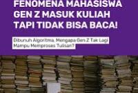 Mahasiswa Gen Z kesulitan membaca teks akademik menjadi sorotan dosen dan memicu perubahan metode belajar di kampus.( Ilustrasi Poto : ig.@jemberyangitu ).