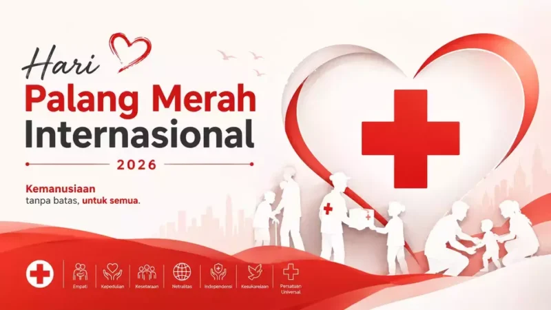 Hari Palang Merah Internasional 8 Mei 2026 menjadi momen mengenang sejarah lahirnya gerakan kemanusiaan dunia yang dipelopori Henry Dunant dan IFRC.( Poto :  Berita Satu.com ).