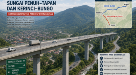 Ilustrasi pembangunan fly over Sungai Penuh–Tapan dan Kerinci–Bungo kini resmi masuk dalam agenda Pemerintah Provinsi Jambi.( Poto :chatGPT )