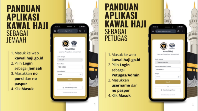 Kemenhaj meminta jamaah haji Indonesia aktif menggunakan aplikasi Kawal Haji selama berada di Arab Saudi untuk mempermudah pengaduan layanan.( Poto : Kementerian Haji ).