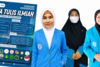 Tiga mahasiswa HPI UIN STS Jambi peraih Juara 1 LKTI Internasional berfoto usai pengumuman pemenang. ( Poto : JAMBIPRIMA.COM ).