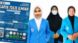 Tiga mahasiswa HPI UIN STS Jambi peraih Juara 1 LKTI Internasional berfoto usai pengumuman pemenang. ( Poto : JAMBIPRIMA.COM ).