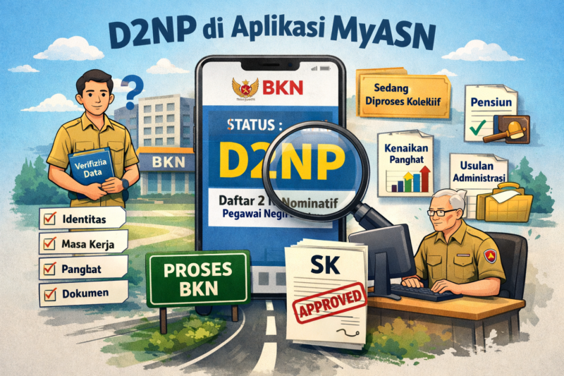 D2NP di MyASN adalah Daftar 2 Nominatif PNS yang menunjukkan proses verifikasi data ASN oleh BKN.( Ilustrasi Poto : chtaGPT ).