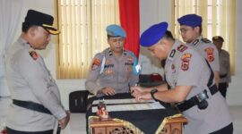 Kapolres M. Kuswicaksono memimpin langsung sertijab Polres Tanjab Barat di Aula Rekonfu Lantai 2, Jumat (29/5/2026).( Poto : 