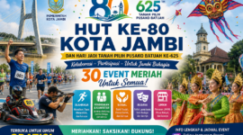 Pemkot Jambi menggelar 30 event kolaboratif untuk merayakan HUT ke-80 dan Hari Jadi Kota Jambi 2026 bersama masyarakat dan UMKM.( Poto : AI)