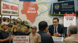 DJKN Kemenkeu Dijadwalkan Kunjungi Jambi, Warga Siapkan Dialog Soal Zona Merah.( Ilustrasi Poto : AI )