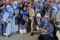 Sesi Poto bersama dengan petugas haji jamaah Haji asal Jambi setelah melaksanakan rangkaian Armuzna( Poto : jambione.com)