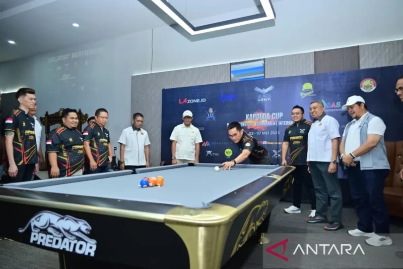 Kejuaraan Biliar Internasional Piala Kapolda Jambi 2026 digelar di Jambi dengan peserta Indonesia dan Filipina.( Poto : ANTARA )