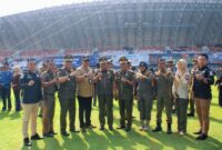 Wagub Jambi Abdullah Sani menghadiri peringatan HUT Damkar, Satpol PP, dan Satlinmas 2026 di Palembang.( Poto : Ampar.id)