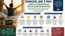 Kebiasaan bangun jam 3 pagi dipercaya membantu meningkatkan fokus, kesehatan fisik, produktivitas, serta ketenangan mental. ( Ilustrasi Poto : AI )