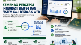 Kemenag mempercepat integrasi SIMPEG dengan sistem gaji berbasis web untuk meningkatkan akurasi data pegawai. ( Ilustrasi Poto : AI )