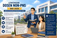 Sejumlah perguruan tinggi membuka lowongan dosen non-PNS pada Mei 2026. Rekrutmen ini menjadi peluang bagi akademisi untuk berkarier di PTN dan PTS.( Poto : AI ).