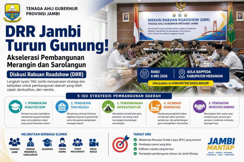 Diskusi Rabuan Roadshow Jambi mempercepat pembangunan daerah melalui peningkatan SDM, infrastruktur, hilirisasi, dan investasi di Merangin dan Sarolangun.( Poto : AI).