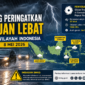 BMKG mengeluarkan peringatan dini hujan lebat hingga sangat lebat di lima wilayah Indonesia pada 8 Mei 2026. Cuaca ekstrem ini dipengaruhi Siklon Tropis Hagupit.( ilustrasi  Poto : AI ).