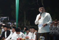 Gubernur Jambi Dr. H. Al Haris, S.Sos, MH saat memberikan sambutan di Ponpes Thoriqul Jannah Al-Firdaus( poto : bicarajambi.com).
