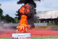 Pertamina EP Jambi menguji kesiapsiagaan tim HSSE lewat simulasi kebakaran sumur minyak di Jambi.( poto : bicarajambi.com )
