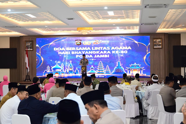 Doa Lintas Agama Polda Jambi digelar pada Hari Bhayangkara ke-80.( poto : bicarajambi.com )
