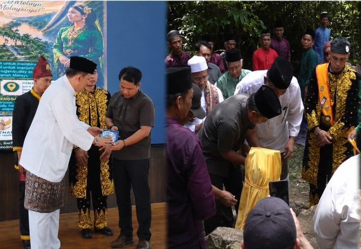 Wakil Bupati Tebo Nazar Efendi dampingi rombongan Kerajaan Perak Malaysia berziarah ke Bukit Siguntang, Desa Muara Sekalo, Kecamatan Sumay, Kabupaten Tebo, Sabtu (6/6/2026).( poto :jambiprima.com)