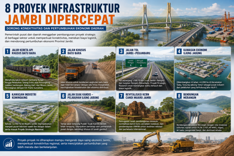Ilustrasi 8 mega proyek infrastruktur Jambi di percepat( Poto :chatGPT ).