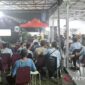 Suasana nonton bareng Piala Dunia 2026 sebelum pertandingan perdana Meksiko vs Afrika Selatan di halaman Kantor TVRI Jambi, Kamis (11/6/2026). ( poto : ANTARA/Agus Suprayitno )