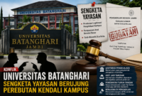 Konflik Universitas Batanghari berkembang dari sengketa yayasan menjadi perebutan kendali kampus.( ilustrasi poto :chatGPT )