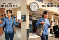Tenaga honorer yang datang ke kantor pukul 08.00 WIB, lalu pulang pukul 10.00 WIB.( poto : kompas.com)