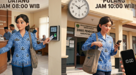 Tenaga honorer yang datang ke kantor pukul 08.00 WIB, lalu pulang pukul 10.00 WIB.( poto : kompas.com)