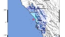 BMKG Shake Map Senin (8/6/2026). Gempa terjadi di pantai barat Sumbar( poto : kompas.com )