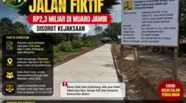 Dugaan proyek jalan fiktif Rp2,3 miliar di Muaro Jambi diselidiki Kejaksaan setelah ditemukan perbedaan data dan fisik di lapangan.
