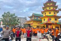 Polsek Tungkal Ilir amankan jalan santai Waisak di Vihara Budhayana Kuala Tungkal, Kecamatan Tungkal Ilir, Kabupaten Tanjung Jabung Barat, Minggu (7/6/2026) pagi.( poto : jambiprima.com )