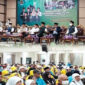 Kepulangan jemaah haji Jambi Kloter BTH-13 disambut haru di Asrama Haji Jambi.( poto : infojambi.com )
