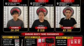 Satresnarkoba Polres Muaro Jambi menangkap tiga tersangka dan menyita sejumlah sabu.( poto : tribunjambi.com )