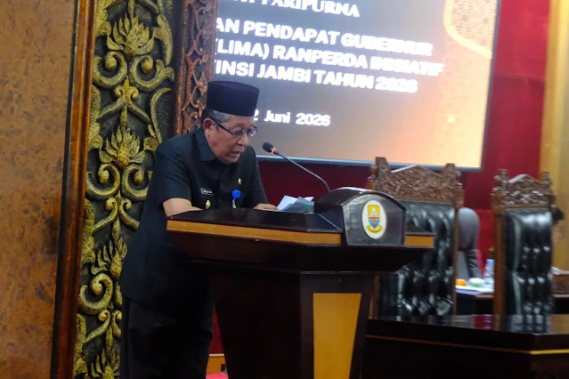 Wakil Gubernur Jambi mewakili Pemerintah Provinsi Jambi Ranperda Inisiatif DPRD Jambi Selasa (02/06/2026).( poto : bicarajambi.com )