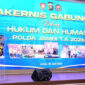 Kapolda Jambi Irjen Pol. Krisno H. Siregar saat Rakernis Bidkum Bidhumas Polda Tahun Anggaran 2026 di Aula Lantai III Gedung Siginjai Polda Jambi, Kamis (4/6/2026). ( poto : infojambi.com )