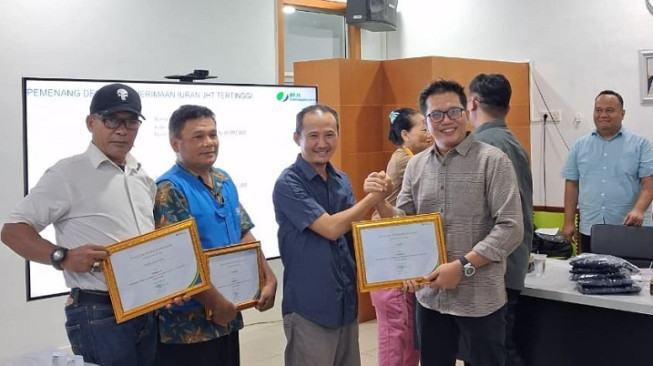 BPJS Ketenagakerjaan Cabang Jambi menggelar sosialisasi implementasi onboarding mekanisme pendaftaran baru melalui aplikasi digital Perisai.( poto : infojambi.com )
