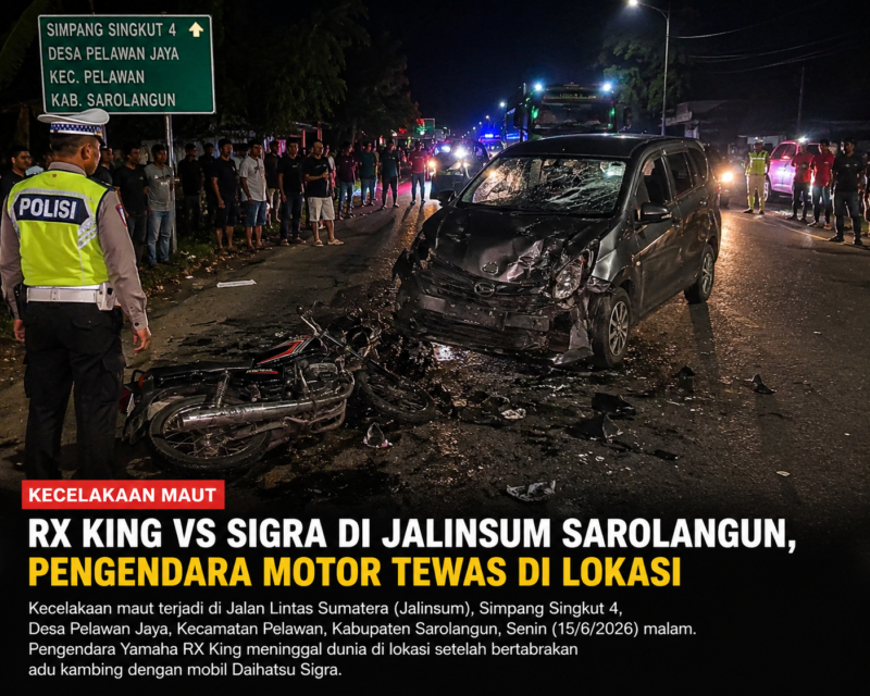 Kecelakaan maut Jalinsum Sarolangun kembali terjadi  tepatnya di kawasan Simpang Singkut 4, Desa Pelawan Jaya, Kecamatan Pelawan, Kabupaten Sarolangun.( ilustrasi poto : chatGPT)  